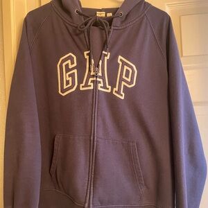 GAP womens navy zip-up sweatshirt jacket in XL with hood & pockets + LG pant.